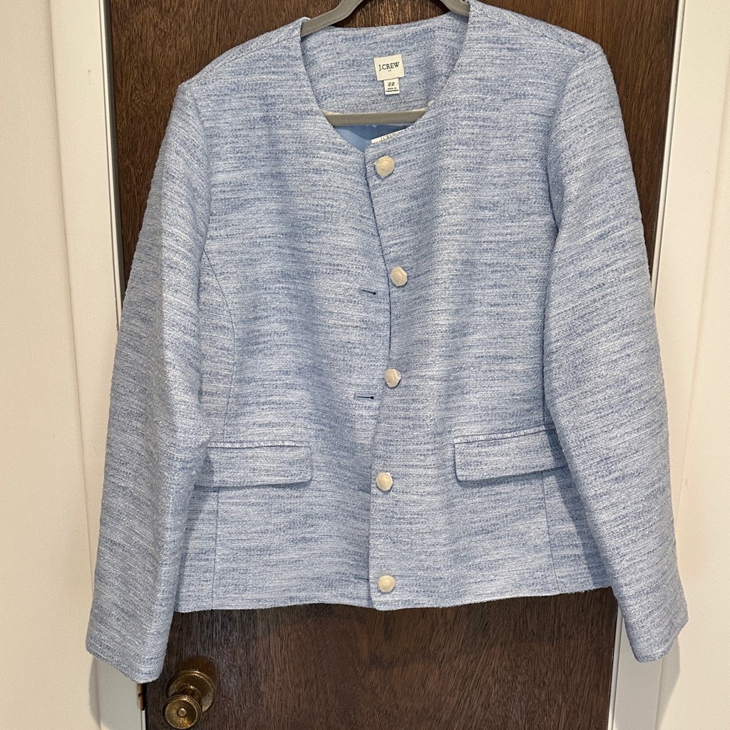 Nwt: J. Crew Women's Soft Blue Lady Jacket Blazer With Gold Buttons